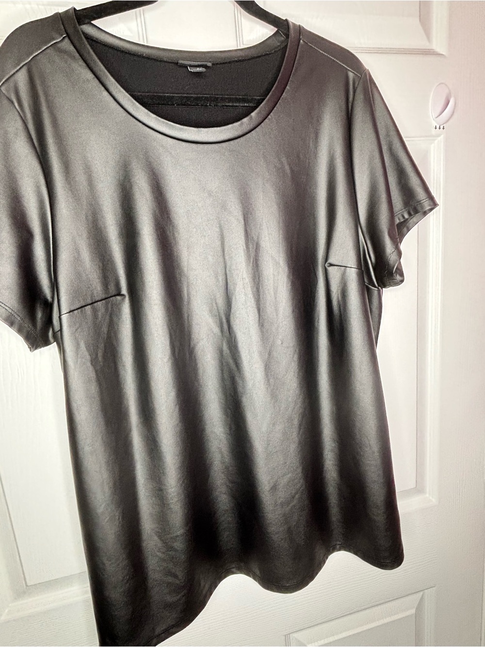torrid Black Faux Leather Short Sleeve Crewneck Top - Picture 2 of 4